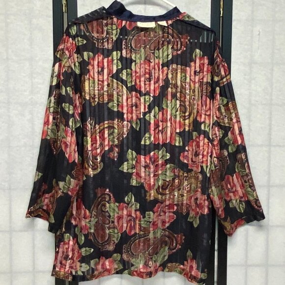 Victorias Secret Gold Label Vintage Sheer Floral Stripe Paisley Button Up Blouse - Picture 6 of 12